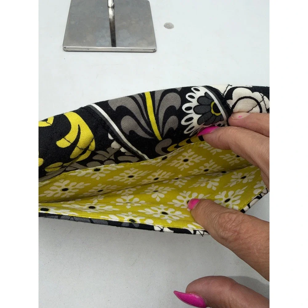 Vera Bradley Baroque Travel Organizer Wallet Black Yellow Floral Retired